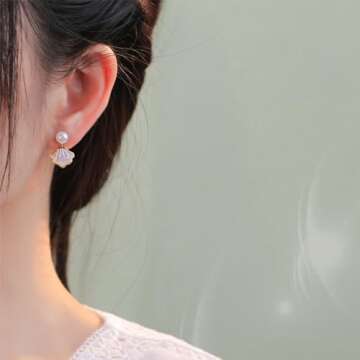Shell Earrings for Women Beach Seashell Earrings Pearl Shell Earrings Boho Shell Earrings Summer Hol...