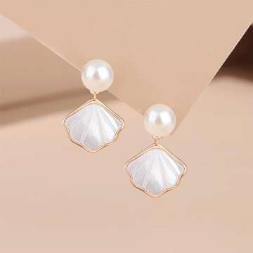 Shell Pearl Earrings for Women Beach Style Jewelry Gifts
