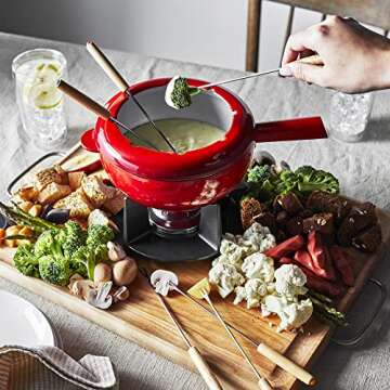 ZWILLING 8" Fondue Pot Set with 6 Forks, For Chocolate, Caramel, Cheese, Sauces and More