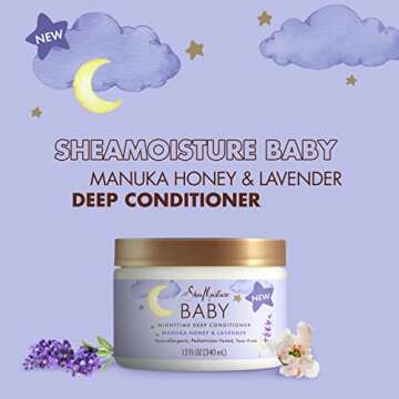 SheaMoisture Baby Deep Conditioner Manuka Honey & Lavender for Delicate Hair and Skin Nighttime Skin and Hair Care Regimen 12 oz