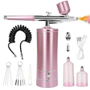 Airbrush Kit with Compressor, Auto Handheld Airbrush Gun with 0.3mm Tip, Rechargeable, Portable Air ...
