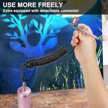 Airbrush Kit with Compressor, Auto Handheld Airbrush Gun with 0.3mm Tip, Rechargeable, Portable Air Brushes for Painting, Tattoo, Nail Art, Model Coloring, Makeup, Cake