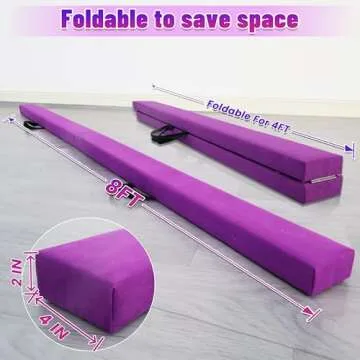 FC FUNCHEER 8FT Folding Balance Beam -Gymnastics Floor Beam - Gymnastics Equipment- Anti-Slip Bottom...