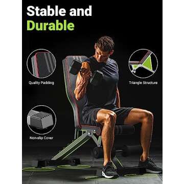 Yoleo Adjustable Weight Bench for Full Body Workout; Foldable Bench Press Bench of Home Gym Strength Training; Incline Decline Flat Utility Workout Bench with Quick Folding& Fast Adjustment (Black)