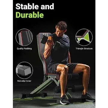 Yoleo Adjustable Weight Bench for Full Body Workout; Foldable Bench Press Bench of Home Gym Strength Training; Incline Decline Flat Utility Workout Bench with Quick Folding& Fast Adjustment (Black)