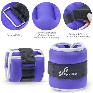 Sportneer Ankle Weights - 2 lb Each, 4 lb Pair for Fitness Enthusiasts
