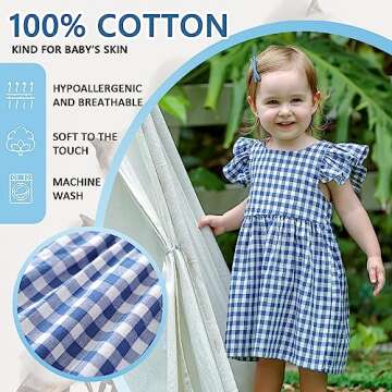 Zanie Kids Gingham Toddler Dress Bowknot Easter Dress Baby Girl Summer Playwear Outfits Plaid Blue 2 3T