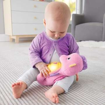 Fisher-Price Musical Baby Toy, Soothe & Glow Seahorse, Plush Sound Machine with Lights & Volume Control for Newborns, Pink
