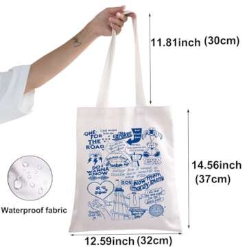 BWWKTOP Rock Band Tote Bag Singer Fans Gifts Song Lyrics Inspired Gifts Singer Album Tote Bag For Mu...