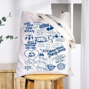 BWWKTOP Rock Band Tote Bag Singer Fans Gifts Song Lyrics Inspired Gifts Singer Album Tote Bag For Music Lover Fans (one for the TG)