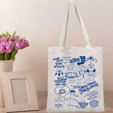 BWWKTOP Rock Band Tote Bag Singer Fans Gifts Song Lyrics Inspired Gifts Singer Album Tote Bag For Music Lover Fans (one for the TG)
