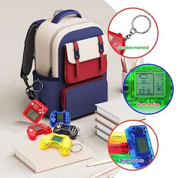 SSRMX 12Pcs Video Game Party Favors for Kids, Arcade Video Game Keychain Video Game Party Supplies