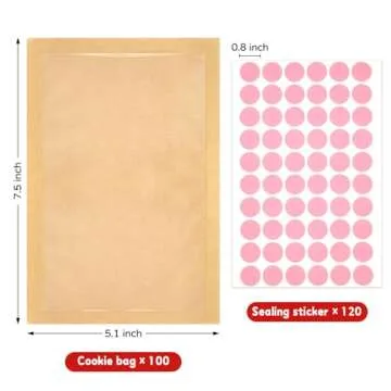 Ocmoiy 100 Pcs Clear Front Paper Cookie Bags - Heat-Sealable, Grease-Resistant Bakery Bags with Wind...