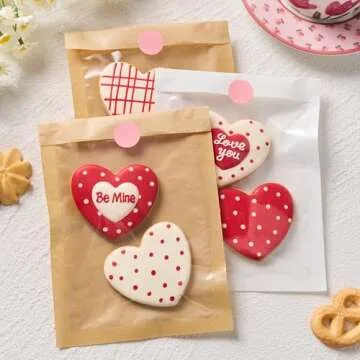 Ocmoiy 100 Clear Front Paper Cookie Bags - Heat Sealable