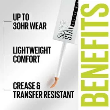 Maybelline Super Stay Liquid Concealer Makeup, Full Coverage Concealer, Up to 30 Hour Wear, Transfer Resistant, Natural Matte Finish, Oil-free, Available in 16 Shades, 10, 1 Count