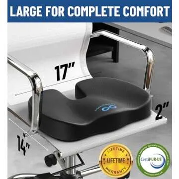 Everlasting Comfort Doctor Recommended Memory Foam Seat Cushions for Office Chairs - Tailbone Pain Relief Cushion, Sciatica & Back Support, Office Chair Cushion & Car Seat Cushion