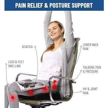 Everlasting Comfort Doctor Recommended Memory Foam Seat Cushions for Office Chairs - Tailbone Pain Relief Cushion, Sciatica & Back Support, Office Chair Cushion & Car Seat Cushion