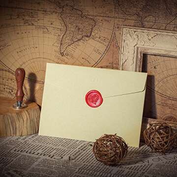 Mceal Wax Seal Stamp - Elegant Rose Design & Wooden Handle