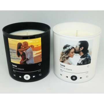 Custom Song Couples Candle - Personalized Photo Options