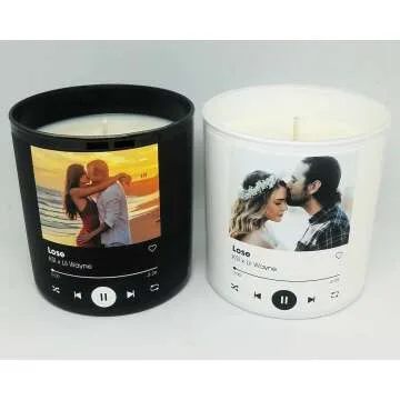 Custom Song Couples Candle - Personalized Photo Options