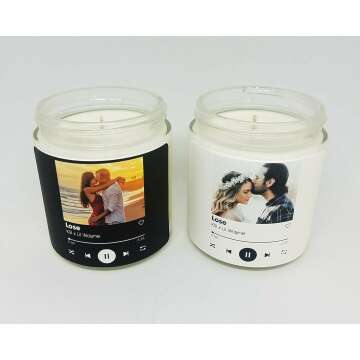Custom Song Couples Candle - Personalized Photo Options