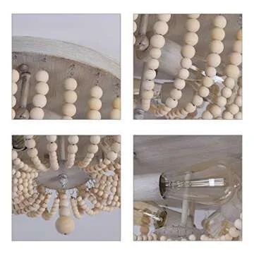Q&S Wood Beaded Chandelier for Elegant Spaces