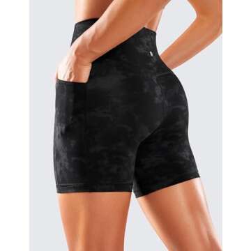 CRZ YOGA Women's Naked Feeling Biker Shorts - High Waisted 5'' with Pockets