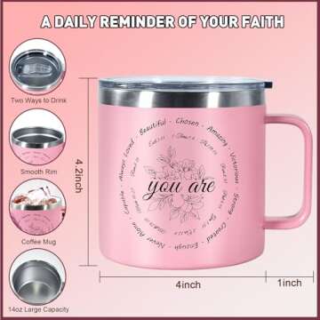 Christian Gifts for Women - Inspirational Bible Verse Mug, 14oz Stainless Steel, Perfect Gifts for F...