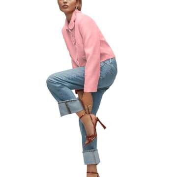 Women's Petal Bow Tweed Blazers Long Sleeve Cropped Jacket Tops Fall Open Front Office Work Blazer Coats Pink