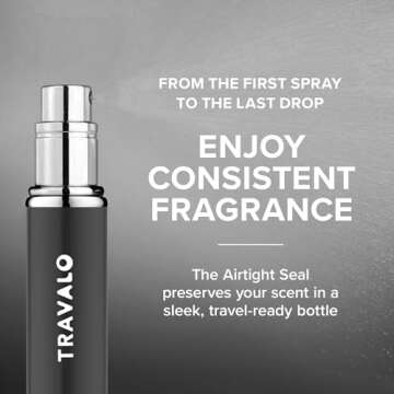 Travalo Classic HD Perfume Atomizer - Elegant Design for Valentine’s Day - Reusable, Airtight, Easy Fill Mini Pump Sprayer with Volume Window - Black