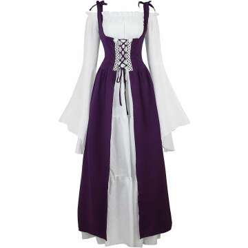 Zhitunemi Renaissance Dress Medieval Costume for Women - Gothic Gown for Halloween