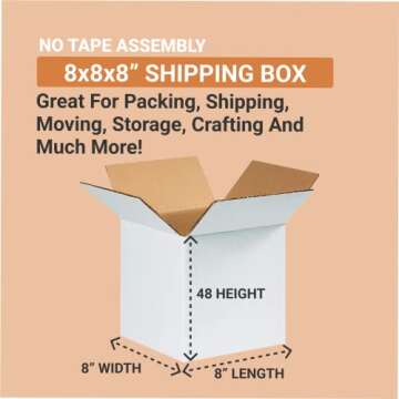 AVIDITI Shipping Boxes Small 8"L x 8"W x 8"H, 25-Pack | Corrugated Cardboard Box for Packing, Moving...