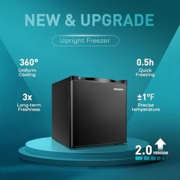 EUHOMY 1.1 Cubic Feet Mini Freezer, Countertop, Single Door Compact Upright Freezer with Reversible Door, Removable Shelves, Small freezer for Home/Dorms/Apartment/Office, New Black