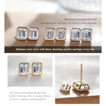 Raneecoco 4.0ct Emerald Cut CZ Earrings - Sparkle with Style