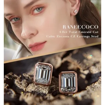 Raneecoco 4.0ct Emerald Cut CZ Earrings - Sparkle with Style