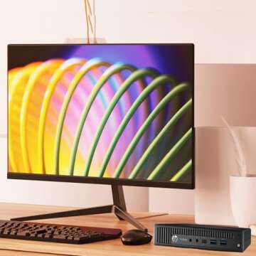 HP Prodesk 600G2 Micro Desktop Computer Mini PC with 21.5 Inch Full HD Moinitor, Quad Core i5-6500, ...