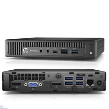 HP Prodesk 600G2 Micro Desktop Computer Mini PC with 21.5 Inch Full HD Moinitor, Quad Core i5-6500, 16GB RAM, 512GB SSD, WiFi, VGA, Windows 10 Pro(Renewed)