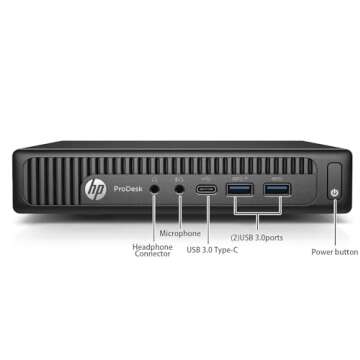 HP Prodesk 600G2 Micro Desktop Computer Mini PC with 21.5 Inch Full HD Moinitor, Quad Core i5-6500, 16GB RAM, 512GB SSD, WiFi, VGA, Windows 10 Pro(Renewed)