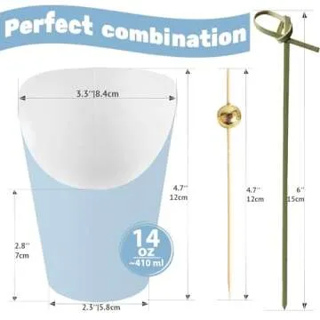 50pk 14oz Pastel Blue Charcuterie Cups with 200 Sticks for Events