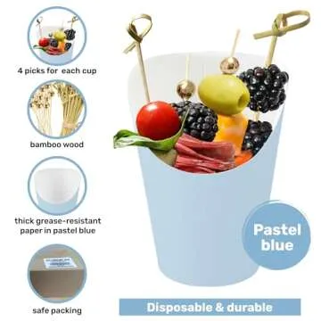 Pastel Blue Charcuterie Cups with Cocktail Picks Set