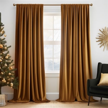 Lazzzy Velvet Blackout Curtains Thermal Insulated Curtains Room Darkening Super Soft Luxury Curtains...