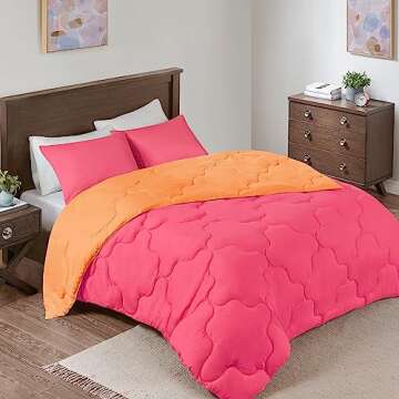 Comfort Spaces Vixie Reversible Comforter Set - Trendy Casual Geometric Quilted Cover, All Season Do...