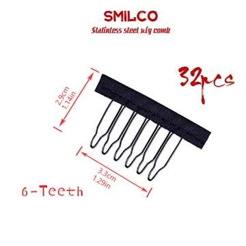 Smilco 32 Pcs Wig Clips, Metal Snap Wig Combs for Making Wigs