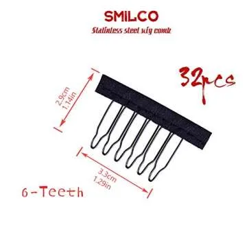 Smilco 32 Pcs Wig Clips, Metal Snap Wig Combs for Making Wigs