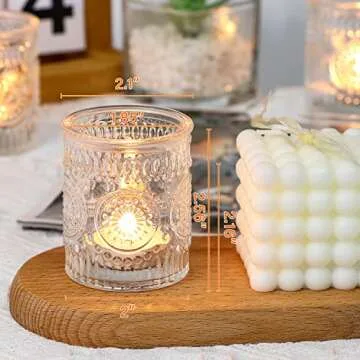 Lanttu 12PCS Glass Votive Candle Holders for Events