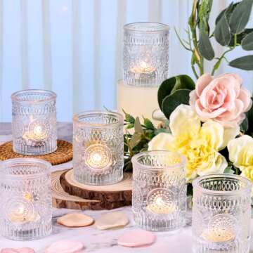 Lanttu 12PCS Glass Votive Candle Holders for Events
