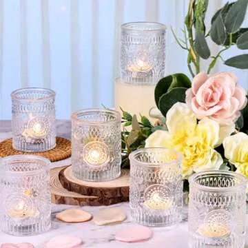 Lanttu 12PCS Glass Votive Candle Holders for Events