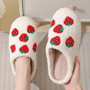 QSKPC Women's Men's Heart Heart Slippers Strawberry Cherry Mushroom Slippers Evil Eye Slippers Carto...