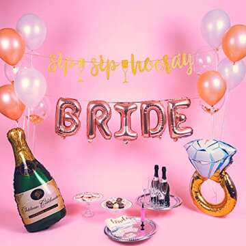 Bachelorette Party Decorations kit - Bride To Be Decorations - Bridal Shower Decor & Bachelorette Party Supply- Bride to Be Sash, Rose Gold Balloons, Bridal Party Tattoos Bachelorette Party Supply Kit