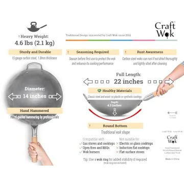 Craft Wok Traditional Hand Hammered Carbon Steel Pow Wok